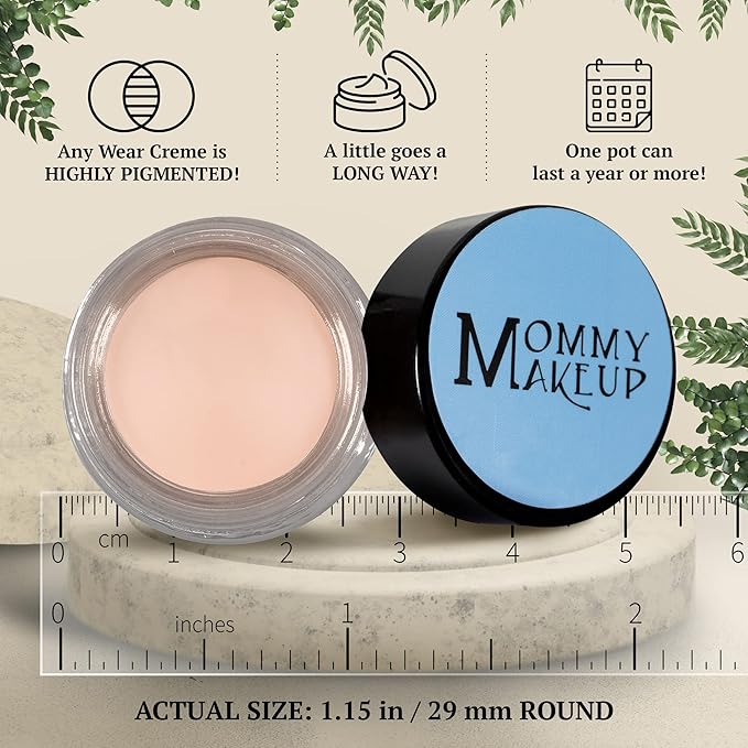 Mommy Makeup Any Wear Creme Eyeshadow - Waterproof, Crease-Proof, Long Lasting, High Pigment, Oil-free - Cream to Powder for Eyes, Cheeks & Lips (Brighten Up)