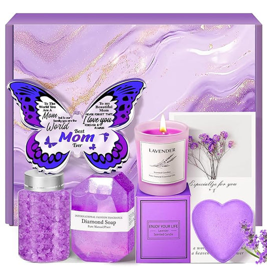 Mothers Day Gifts Basket for Mom from Daughter Son: Eletorot Relaxing Spa Gift Basket Set with Butterfly-Shaped Acrylic Keepsake, Unique Gifts for Wife Grandma Her Friend Sister, Birthday, Christmas