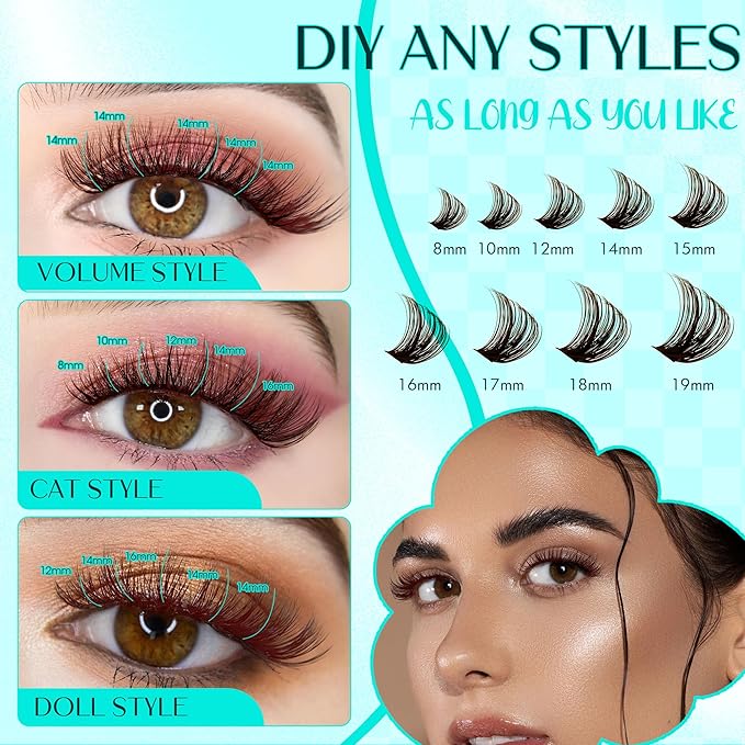 Brown Lash Clusters 280PCS Eyelash Clusters Natural Looking Individual Lash Extenison Fluffy Cluster Lashes DIY Lashes at Home by GEMERRY（100P-10-18mm-Brown)