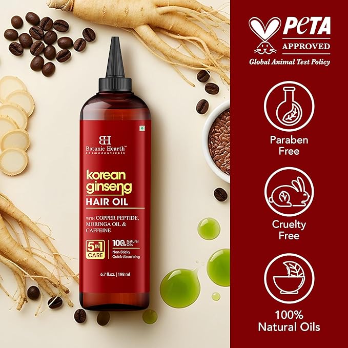 Botanic Hearth Hair Oil for Hair Growth & Home Hair Perm Kit | Strengthening Dry, Frizzy, Damaged Hair & Scalp Treatment | Korean Ginseng Hair Oil – 6.7 Fl Oz