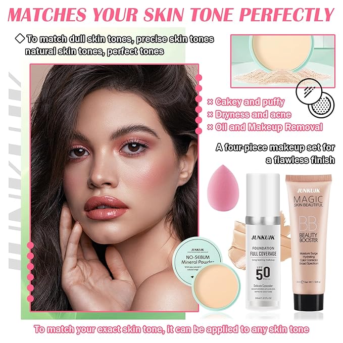 Color Changing Foundation Set,Full Coverage Foundation Liquid Foundation