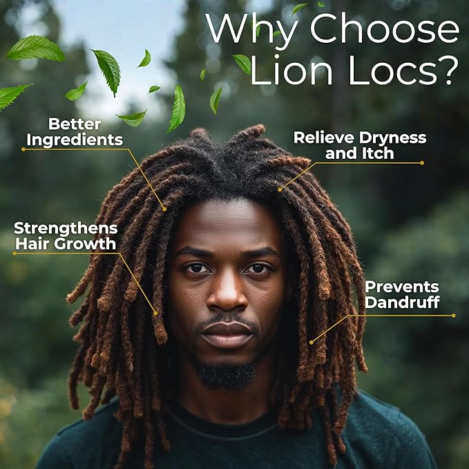 Lion Hair Growth Oil and Scalp Relaxer | Light Styling for Dreadlocks, Braidlocks, Braids, Faux Locs, Crochet Locs, Boho Locs, or Sisterlocks (4oz)