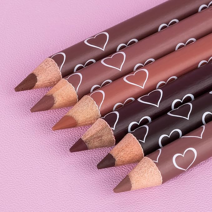 6Pcs Dual-Ended Dual-Colored Lip Liner Pencil Set - 12 Colors Matte Lipstick Pencil, No Transfer Smudgeproof & Waterproof, Sharpenable Lip Crayon for Women,Velvet Long-Lasting Lip Color Set B