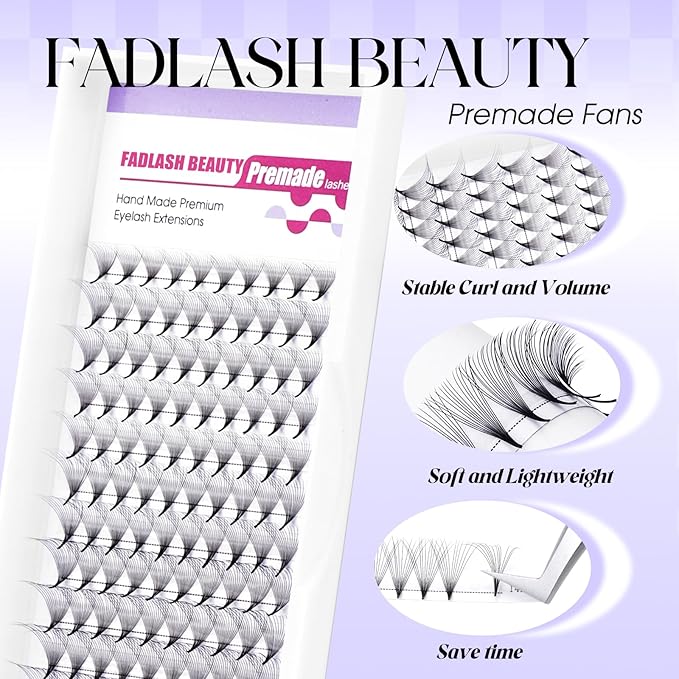 Eyelash Extension 0.05D Curl Premade Fans Eyelash Extensions 14D Fluffy Lashes Soft Lash Extensions 8-14mm for Professional Salon Use(0.05D-8-14mm)