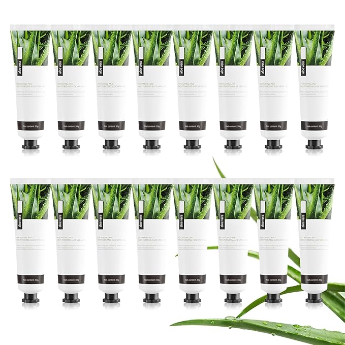 DWDiWen 16PCS Aloe Vera Gel for Face,Hydrating Organic Aloe Vera Gel,Instant Cooling,Refreshing After Sun Care Lotion,Travel Size After Sun Care Lotion for Face and Body,All Skin Types, 1.05 Oz