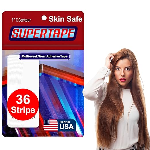 SUPERTAPE Contour 1" C Lace Tape for Wigs Waterproof, Double Sided Wig Tape, Lace Front Wig Tape Double Sided Ultra Hold, Double Sided Hair Tape Adhesive for Hairpieces – 36 Contours