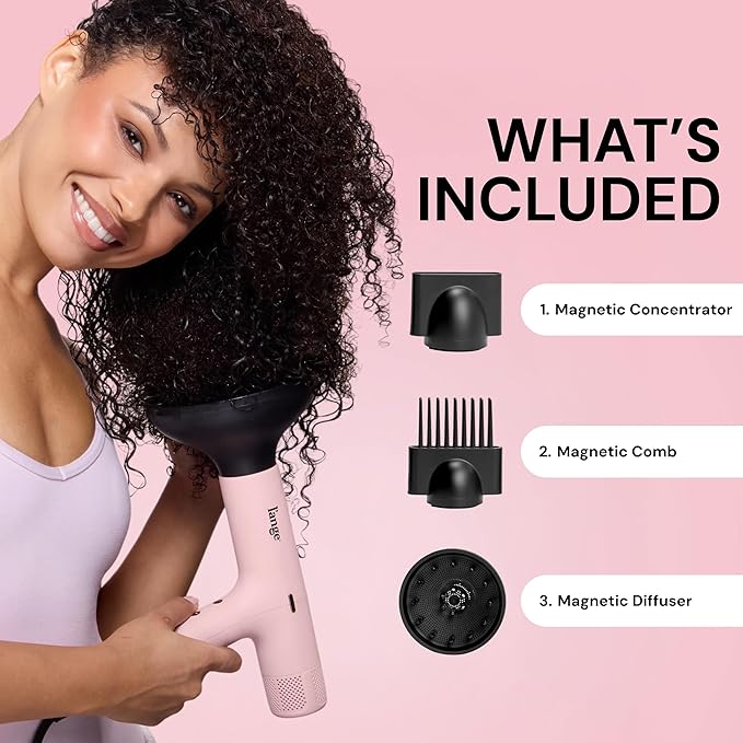 L'ANGE HAIR HauteAir Digital Professional Hair Dryer | LED Display for Precision Heat Control | Fast-Dry Brushless Motor with Cool Shot | Negative Ion Technology | Lightweight & Self-Cleaning (Blush)
