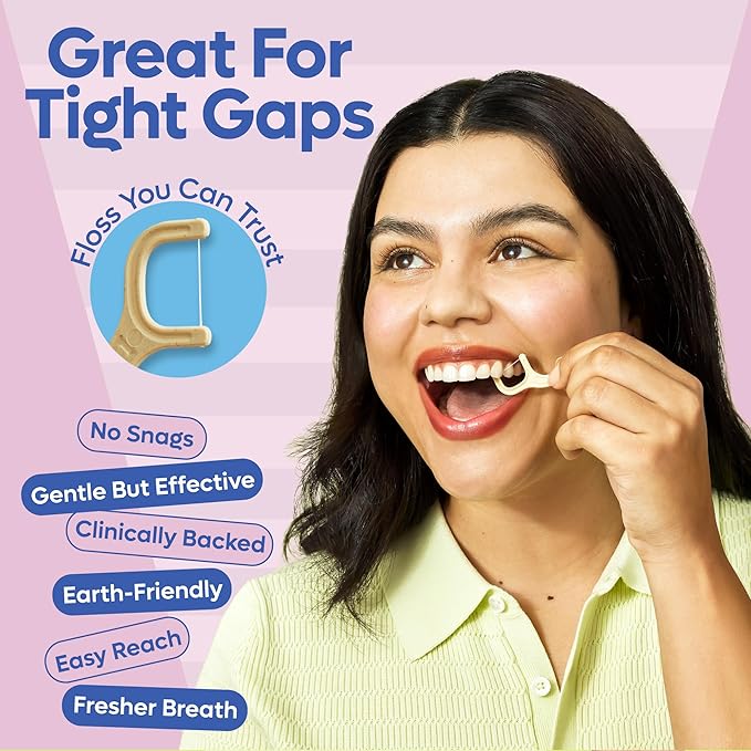 SmartLifeco Eco-Friendly Dental Floss Picks (100ct) - Flossers Made With Straw Wheat Blend, Strong Anti-Shred Thread For Tight Gaps, Tooth Pick Stick For Adults, Soft on Gum & Teeth, Vegan, Unflavored