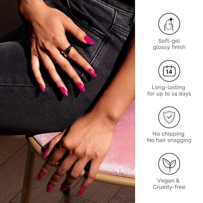 NAILOG Semi Cured Gel Nail Strips (20 Extra Long Stickers/Wraps) | Buy 2 Get 1 UV Lamp| Glossy & Long Lasting Soft Gel Finishing, Flair