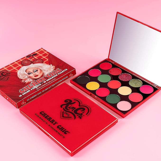 KimChiChic Beauty Cherry Chic Eyeshadow Palette - 12 Ultra Pigmented Shades, Shimmer, Matte & Glitter Finishes, Talc Free & Infused with Vitamin E, Cruelty Free, Sex Kitten, 0.68oz