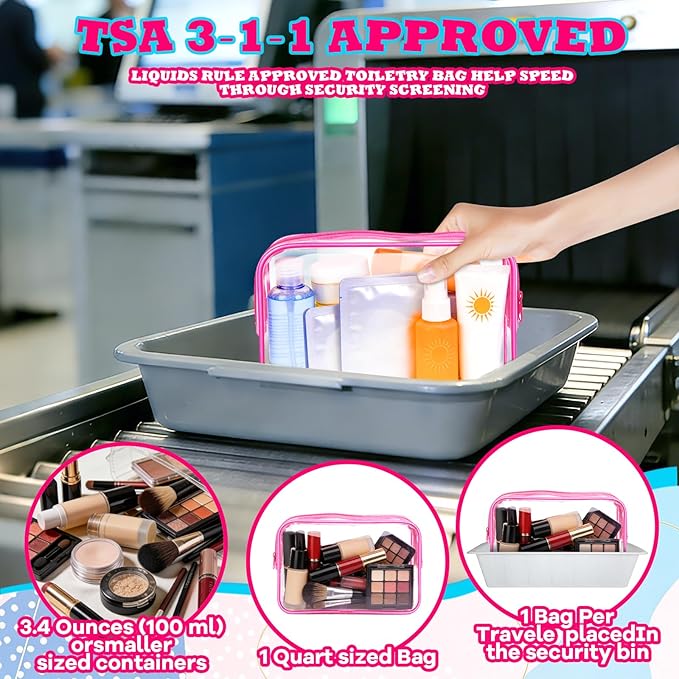 Eilyliafe 12PCS Clear Cosmetic Bag Transparent Makeup Bag for Women Men Waterproof Travel Makeup Clear Toiletry Organizer Cosmetic Storage Pouch Case with Zipper (Rose Red, Medium)