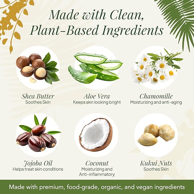 Saavy Naturals Body Wash Tropical Coconut Plant-Based Ingredients - Made In Usa - Sensitive Skin Body Wash, l Organic & Vegan Formula With Coconut Oil, Shea Butter, And Aloe Vera - 8.5 Fl Oz, 2 Pack
