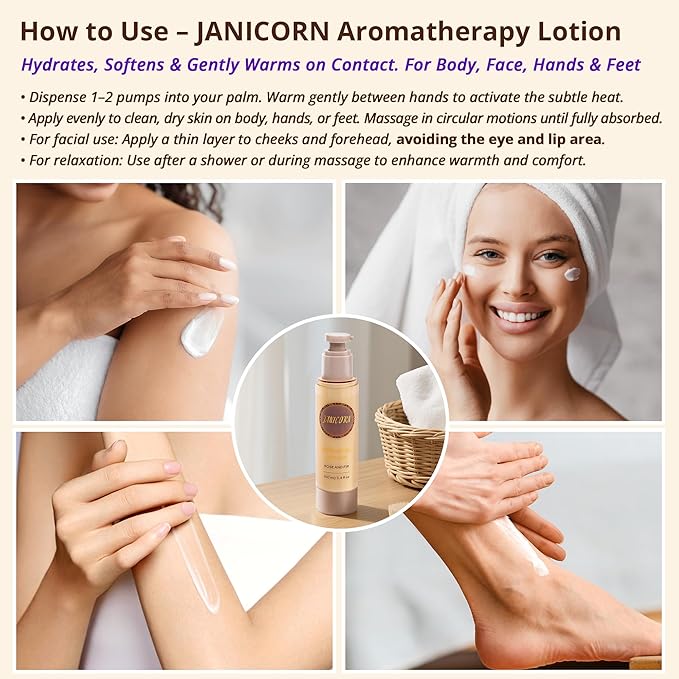 JANICORN Frankincense & Lavender Aromatherapy Body & Massage Lotion, Hydrating Moisture with a Warm Resinous-Floral Essential Oil Aroma for a Gentle Self-Care Experience, 3.4 fl oz / 100 ml
