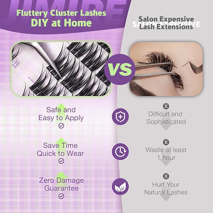 Natural Lash Clusters Wispy Eyelash Clusters Volume Cluster Eyelash Extensions 10-12MM Short Lash Extensions Easy to Apply Pestañas Postizas Naturales DIY at Home by JIMIRE