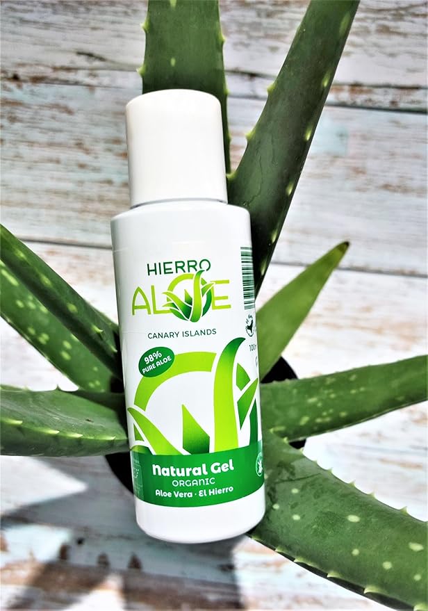 HIERROALOE Aloe Vera Gel. Skin care. Lotion. Natural Gel 100 ml (98% Pure Aloe Vera Juice). 100% Pure Aloe transparent Gel Natural de Aloe Vera (organico) 98%. (3.4 Oz.)