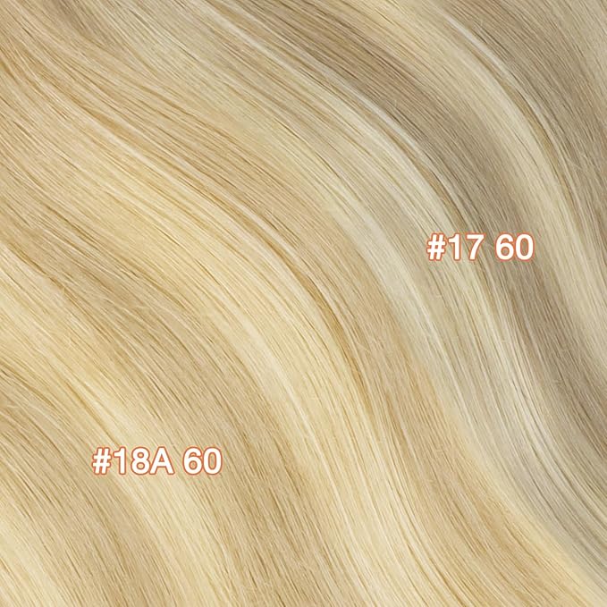 GOO GOO Invisi Edge Clip in Hair Extensions 14inch 130g 9Pcs Injected Seamless PU Clip in Hair Extensions, Virgin Real Human Hair, 17A/60A Ash Blonde Highlighted Platinum Blonde