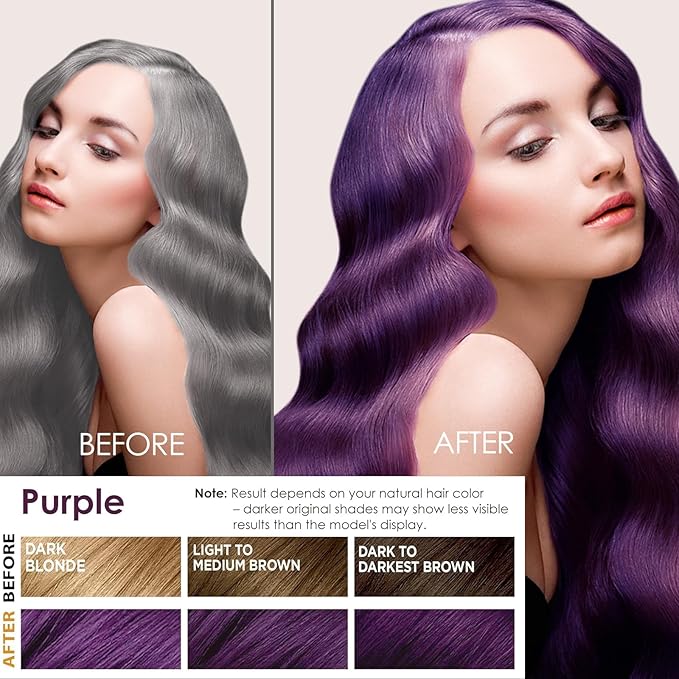 Hair Dye Shampoo 3 in 1 for Women & Men, Rich Purple Root-to-Tip Coloring with Natural Extracts, 3-4 Weeks Lasting Smooth Shiny Finish, Easy Home Use for All Hair Types 16.9 fl oz (Purple)