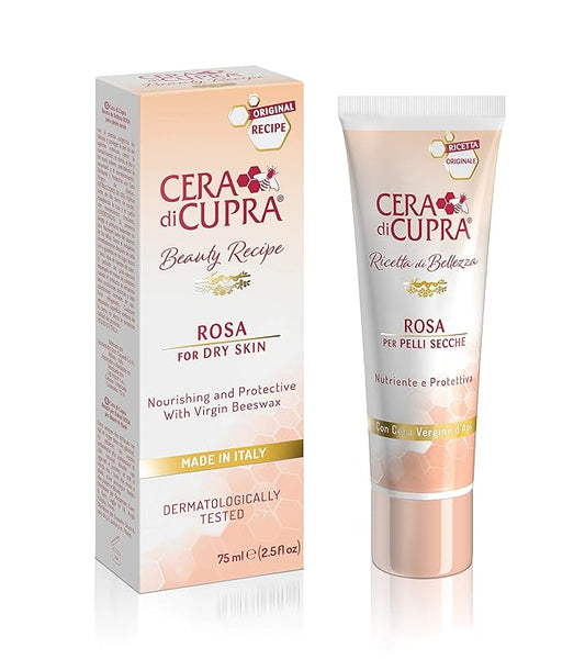 CERA DI CUPRA Rosa Face Cream Moisturizer for Dry Skin - Nourishing and Protective Formula with Virgin Beeswax (2.54 Fl Oz / 75 ml)