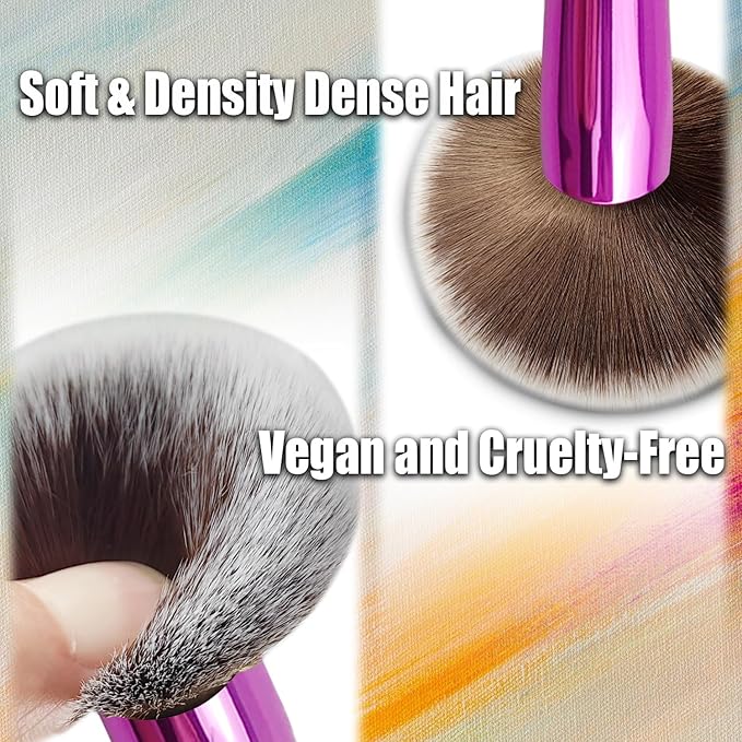 Zylsnice 4 in 1 Makeup Brush Set, Travel Makeup Brushes with Case, Mini Makeup Brushes, Powder, Foundation, Concealer, Eyeshadow, Dual Ended, Synthetic Bristles, Purple
