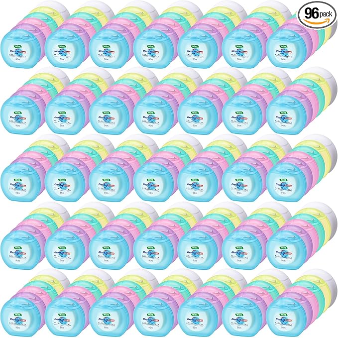 Geiserailie 96 Pack Dental Floss Bulk Mint Flavored Floss 50m Each Travel Dental String Oral Care for Teeth Protection(Round Box)