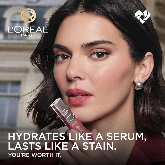 L'Oreal Paris Hyaluron Tint Lip Stain Serum, Long Lasting, Hydrating Lip Makeup Infused with Hyaluronic Acid, 217 Smoky Mauve (Dusky Pink)