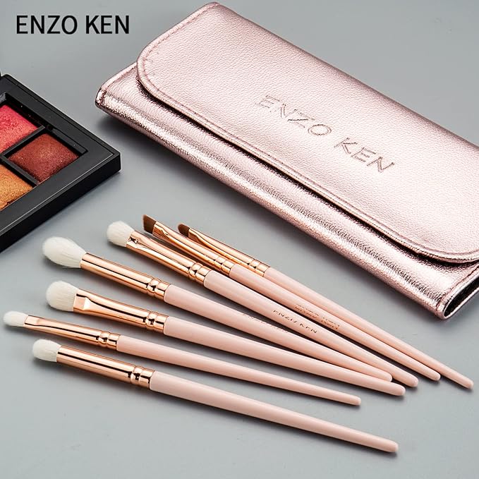 ENZO KEN Natural Goat Hair Eye Shadow Brush Set Professional, Blending Eyeshadow Brush Set with Case, Small Nose Contour Brushes, Natural Hair Eyeshadow Brushes, Eye Brush, Eyeshadow Blending Brush.