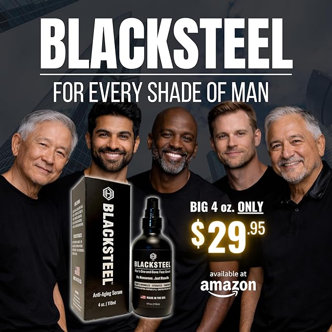 BLACKSTEEL Men’s Anti-Aging Face Serum with Retinol & Hyaluronic Acid | 4 oz (2-Pack)