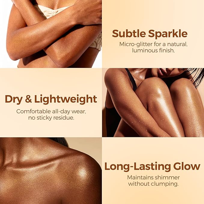 BEPHOLAN Highlighter Powder,High Gloss Glitter,Sparkling Powder Makeup for Face and Body - High-Pigment Shimmer Makeup, Long-Lasting & Buildable（Gilded Gleam 10g）