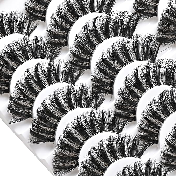 Lashes False Eyelashes Natural Wispy Fake Lash Strips 100D Big Long 18mm Strip Lash Clusters Cat Eye Volume Mink Eyelash Pack Fluffy Eye Lashes Natural Look Short Cateye Full Pestañas Sets by FenBair