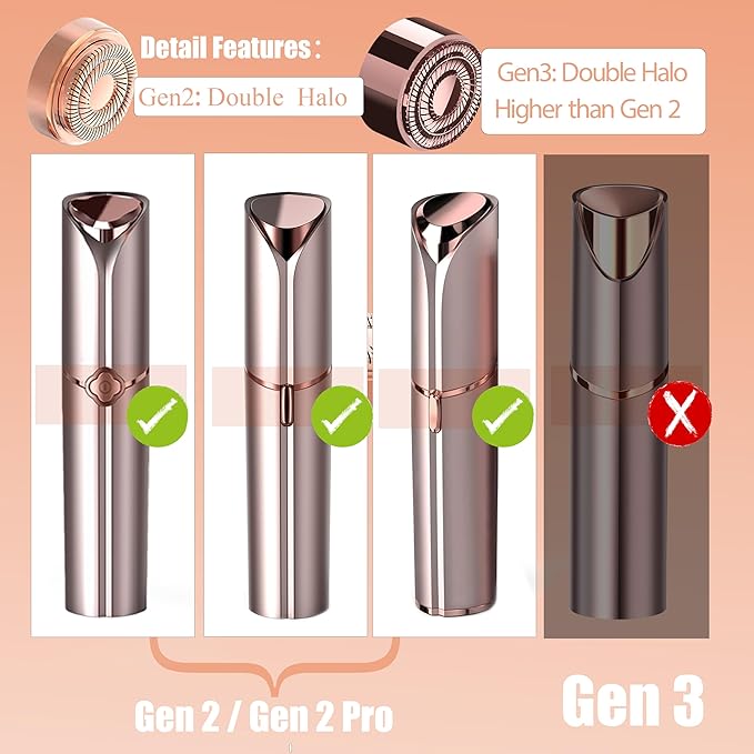 Replacement Heads for Flawless Hair Remover Gen 2, 18k Gold Facial Hair Remover Replacement Head with Compartment Storage Box, Women Painless Replacement Blades fit Finishing Touch Flawless