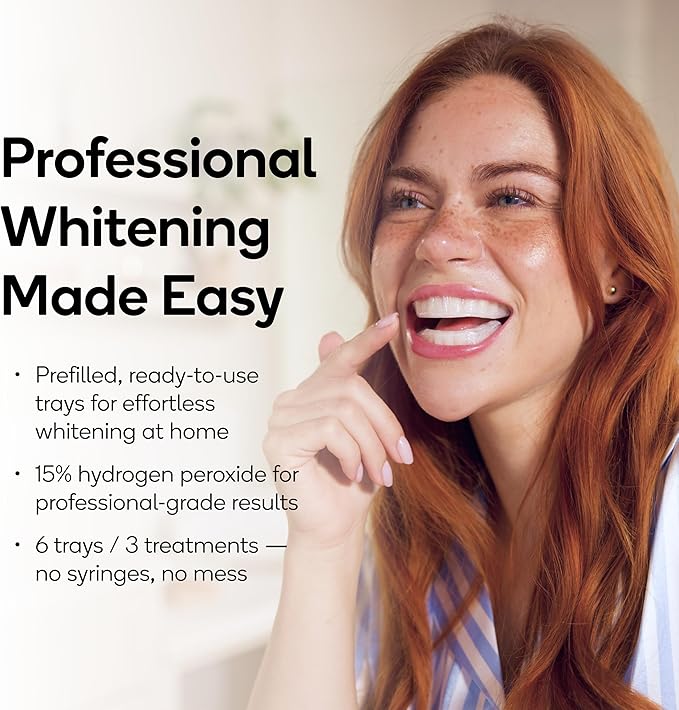 BURST Prefilled Teeth Whitening Trays (6 Trays/3 Treatments) |15% Hydrogen Peroxide for Professional-Level Results | Flexible 360° Teeth Whitening Gel Trays | Aloe, Coconut & Xylitol Blend Teeth Trays
