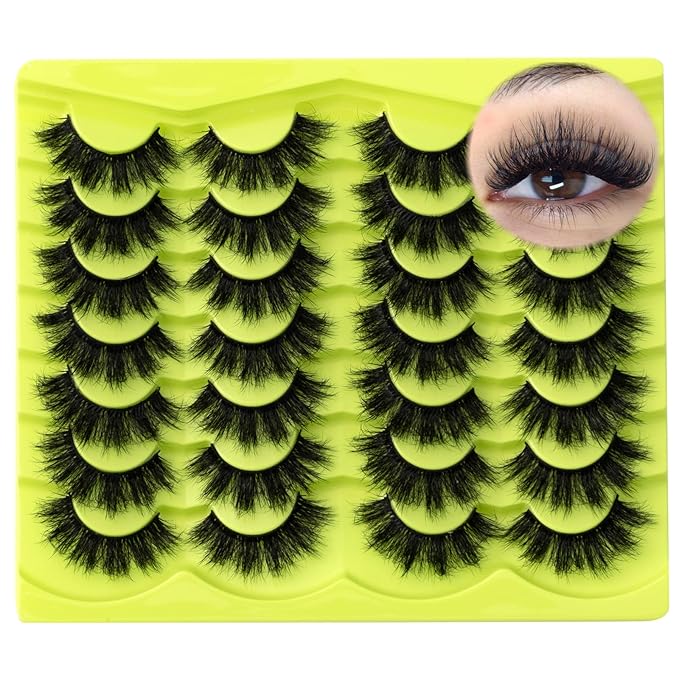 False Eyelashes Fluffy Mink Lashes 18mm Stirps Lash Volume False Eyelashes 14 Pairs 8D Eye Lashes D Curl Dramatic Soft Eyelash Big Long Lash Pack That Look Like Extensions