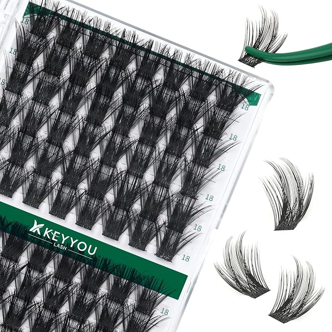 Lash Clusters 96pcs Individual Lashes D Curl 18mm Eyelash Clusters KEYYOU Volume Wispy Lash Extension Soft&Comfortable Easy DIY at Home(Y22,D-18mm)