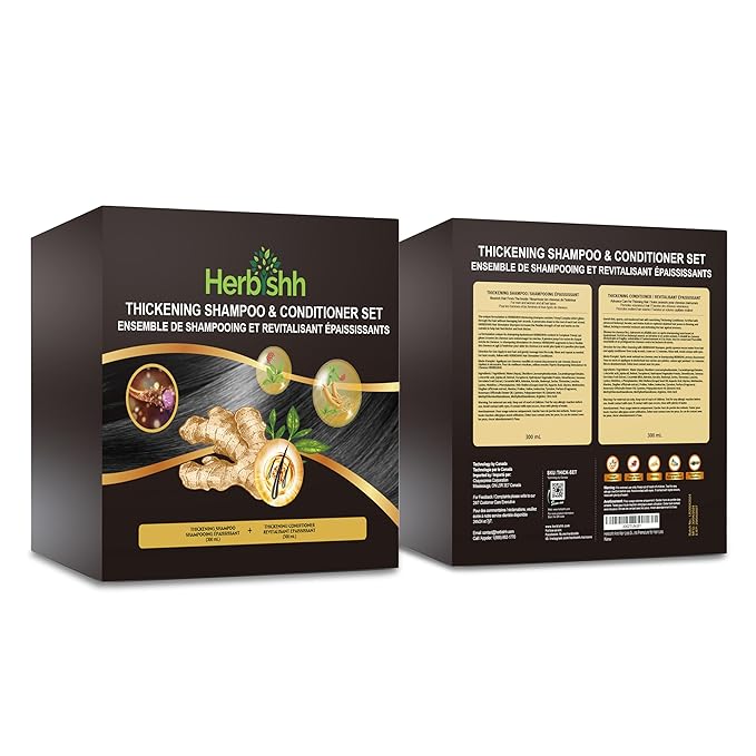 Herbishh Ginger Extract Thickening Shampoo and Hair Conditioner for Hair Thickening | Suitable for All Type Hair | Sulphates & Parabens Free