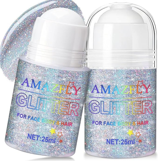 1PC Roll-on Holographic Body Glitter Gel for Body, Hair, Face, Chameleon Color Changing Glitter Gel Under Light, Chunky Mermaid Sequins Festival Party Rave Accessories Shimmer Makeup (Glint-Rainbow)
