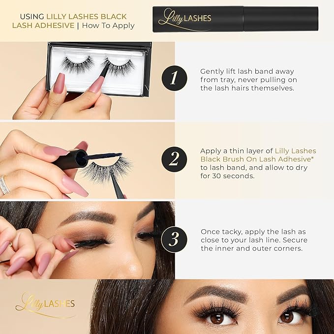 Lilly Lashes Milan 3D Mink Lashes, Mink Eyelashes, The Original Lilly Lash For Wispy & Natural Look, Reusable Eyelashes up to 25x, Fluffy Lashes, Strip Lashes, Lash Glue not Included