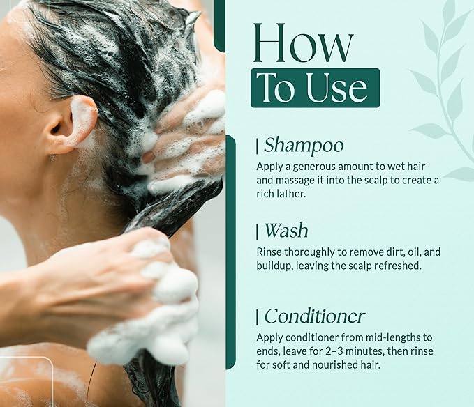 Biotin Shampoo and Conditioner Set for Men & Women with Tea Tree & Peppermint | Sulfate Free Scalp Care & Hair Strengthening System for Thinning, Color Treated & Dry Hair – 16 floz Each | SOULSPA PURE