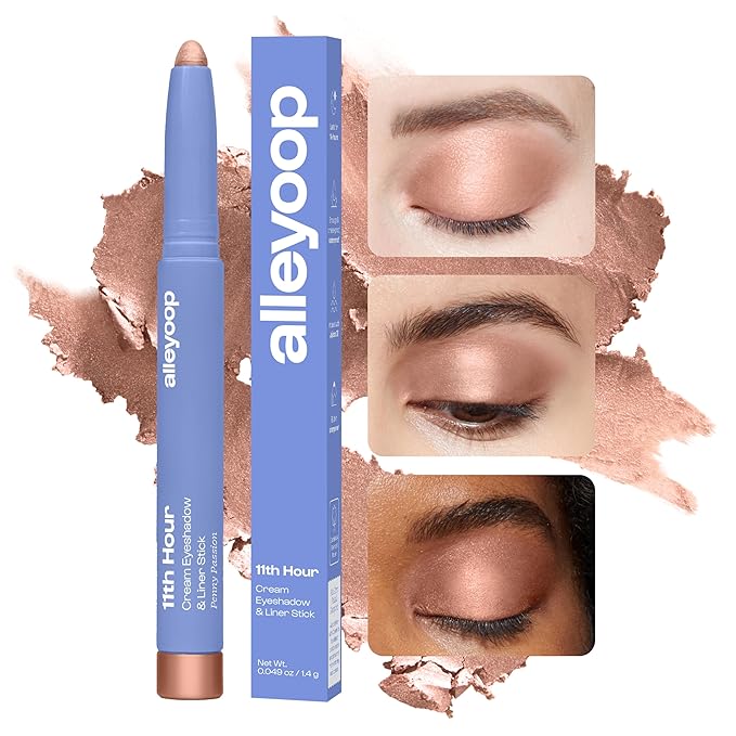 ALLEYOOP 11th Hour Waterproof Cream Eyeshadow Stick – Long-Lasting Eye Shadow Pencil & Eyeliner, Cream to Powder Stick & Highlighter – Smudge-Proof Eyeshadow Shimmer, Soft Copper Shimmer