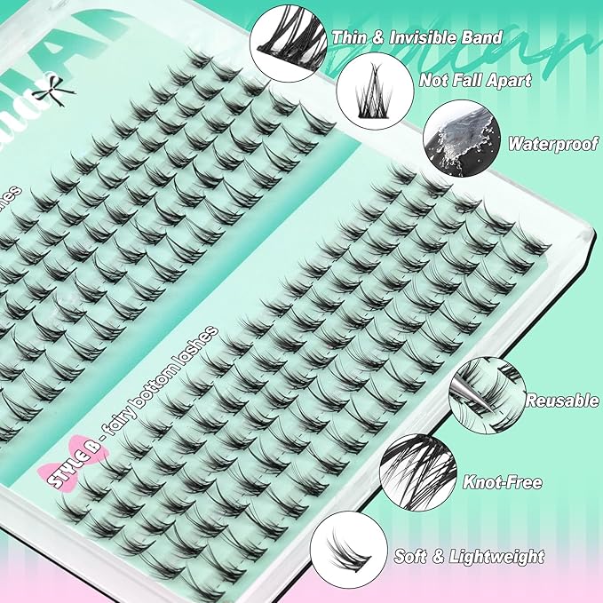 Bottom Lashes Manga Fairy Bottom Lash Clusters DIY Eyelash Extension 5-8mm Bottom Eyelashes Individual 2 Styles Natural Lower Lashes Clusters for Bottom Lash Extensions by calphdiar