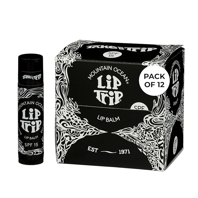 Mountain Ocean The Original Skin Trip SPF 15 Lip Balm, .17 Oz Tube (Pack of 12), Maximum Protection, Hydrating Lip Moisturizer, with Lanolin, Beeswax & Coconut Oil (New Look, Same Formula)