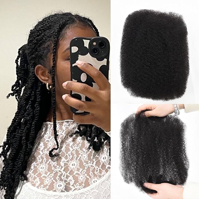 Teresa Afro Kinkys Bulk Human Hair For Twists, Afro Kinky-Curly Human Hair Bulk For Dreadlocks Extensions,Bulk Human Braiding Hair Afro Kinky Twist Extensions Natural And Soft (20 Inch, 30g/Pack)