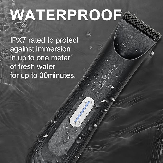 Manscape Trimmer for Men - IPX7 Waterproof Ball/Body Trimmer w/LED Light & Ceramic Blade, 120Min Groomer for Pubic/Groin/Chest, USB-C Fast Charge, No Nicks, Gifts for Him Dad Husband