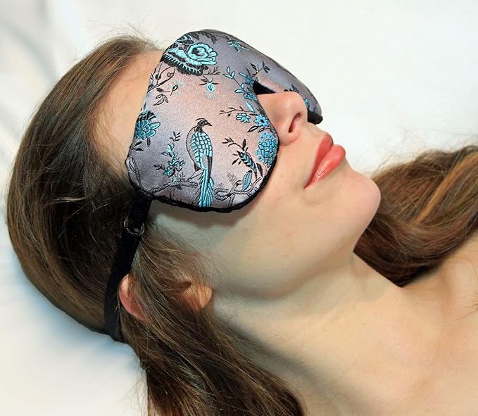 Candi Andi Handmade Weighted Sleep Eye Mask Yoga Pillow - Flax Seed Fill - Lavender Scented - Birds in Paradise - TEMFL-BP