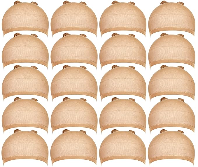 Teenitor Wig Cap, 20pcs Stocking Caps for Wigs, Tan Wig Cap for Women, Stretchy Nylon WigCap Beige