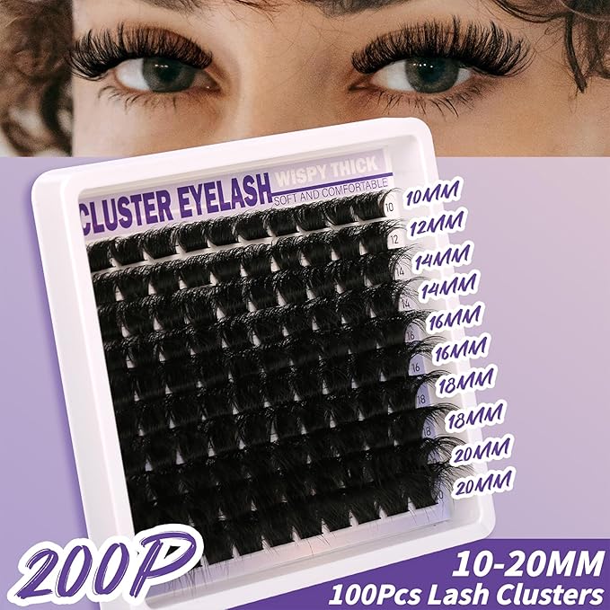 Lashes Clusters Kit Gift Packs 3 Styles 350Pcs with Bond&Seal Glue Remove Volume Soft False Eyelash Extension 150D+200D+300D D Curl Wispy DIY Individual Fake Eyelashes Box for Beginners Bulk Pack