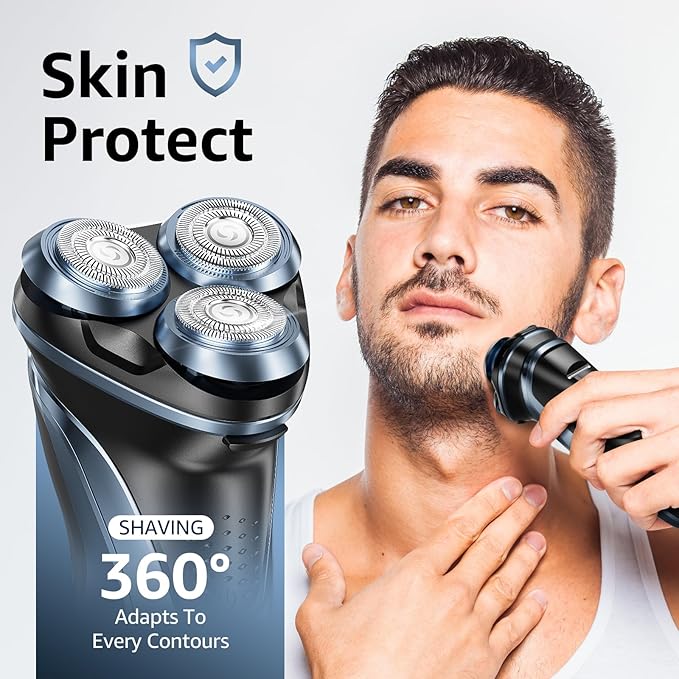 Rechargeable Electric Razor for Men: IPX7 Waterproof Shaver - 1.5H Fast Charge, 4D Flex Precision Blades with Pop-Up Trimmer - Gentle on Sensitive Skin, Travel-Friendly