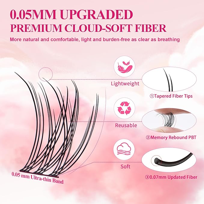 Foxy Beauty Natural Lash Clusters - Wispy & Fluffy Lash Clusters WideSpan Eyelash Clusters Lash Extension with FREE Bonus Lower Lashes;