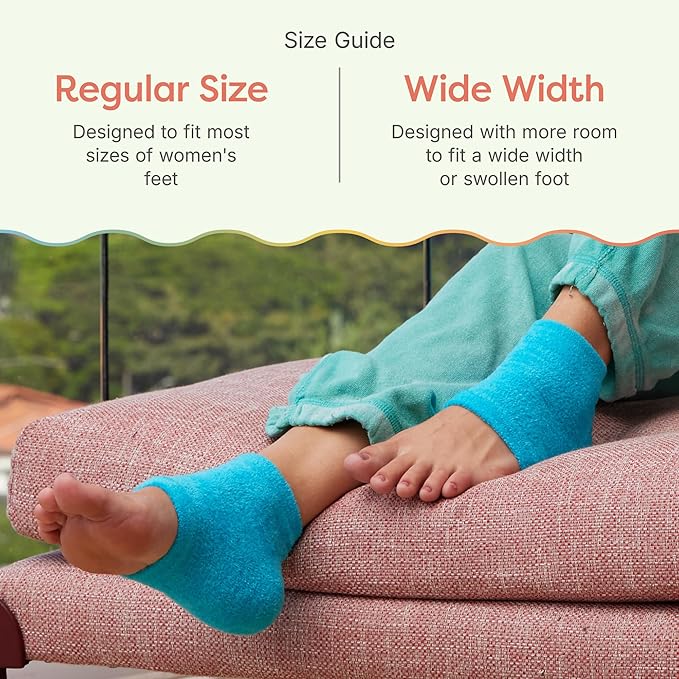 ZenToes Moisturizing Socks for Cracked Heel Treatment, Vitamin E, Olive Oil and Jojoba Oil Infused Heel Socks, Galentines Day Gifts, Self Care Gifts for Women (Fuzzy Blue, Wide Width)