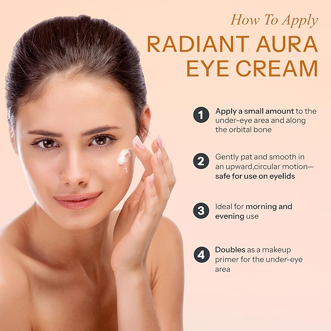 Radiant Aura Vitamin C & Vitamin E Under Eye Cream – Anti Aging Treatment For Dark Circles, Puffiness & Fine Lines, Firms And Hydrates Tired Eyes – Dermatologist Tested, Korean Skin Care – Pack of 2