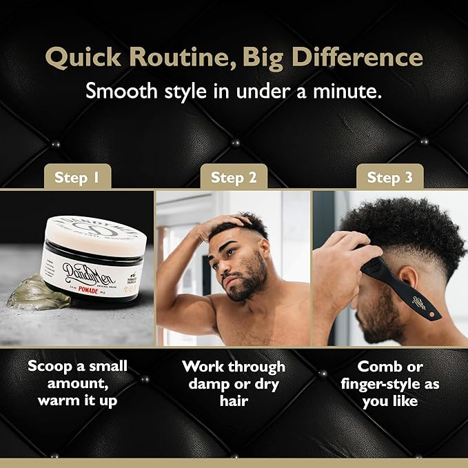 DandyMen Pomade – Strong Hold, High Shine, and Hydrating Formula with Pro-Vitamin B5 – Tobacco Vanilla Scent – 4 oz